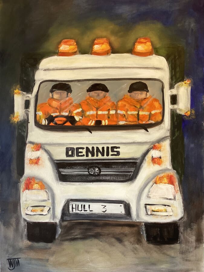Hull 3 - oil on canvas by Wendy Medlam from her HIGH VIZ collection