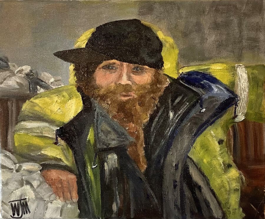 Lee - oil on canvas by Wendy Medlam from her HIGH VIZ collection
