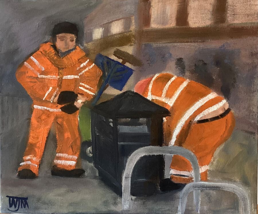 Rookie - oil on board by Wendy Medlam from her HIGH VIZ collection