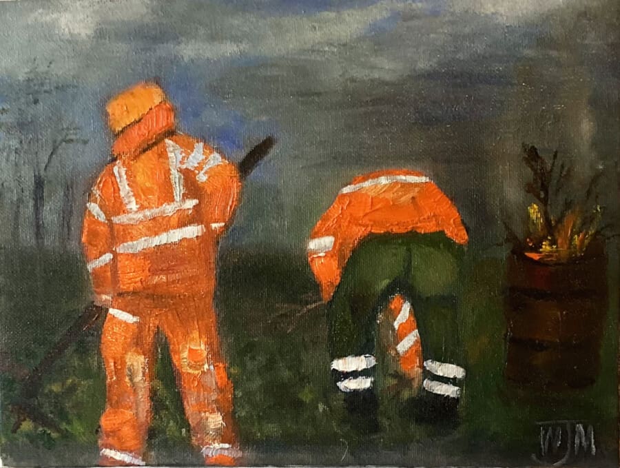 The Park Branch - oil on canvas by Wendy Medlam from her HIGH VIZ collection
