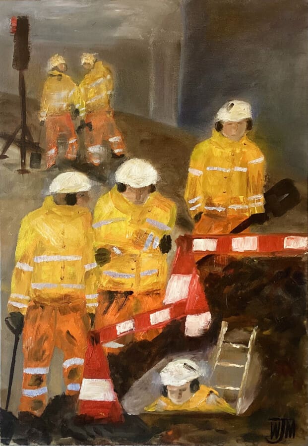 Short Straw - oil on canvas by Wendy Medlam from her HIGH VIZ collection
