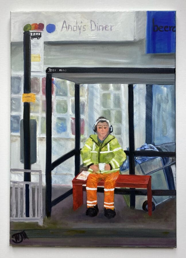 Andy’s Diner - oil on canvas by Wendy Medlam from her HIGH VIZ collection