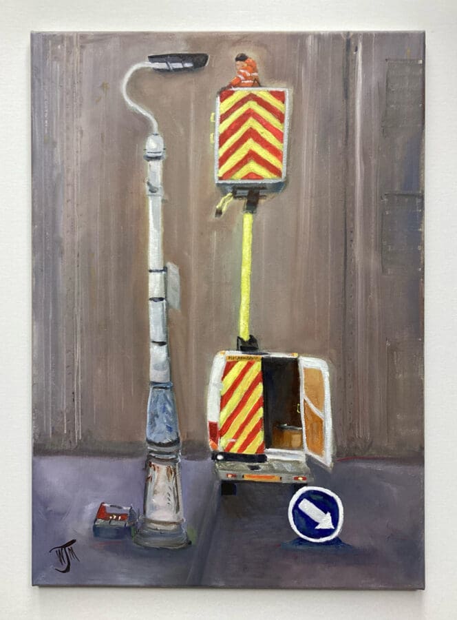 Lift Off! - oil on canvas by Wendy Medlam from her HIGH VIZ collection