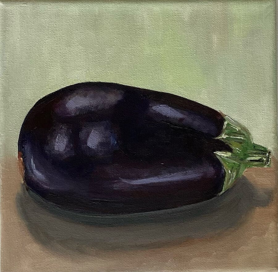 AUBERGINE - still life oil on canvas by East Yorkshire artist Wendy Medlam