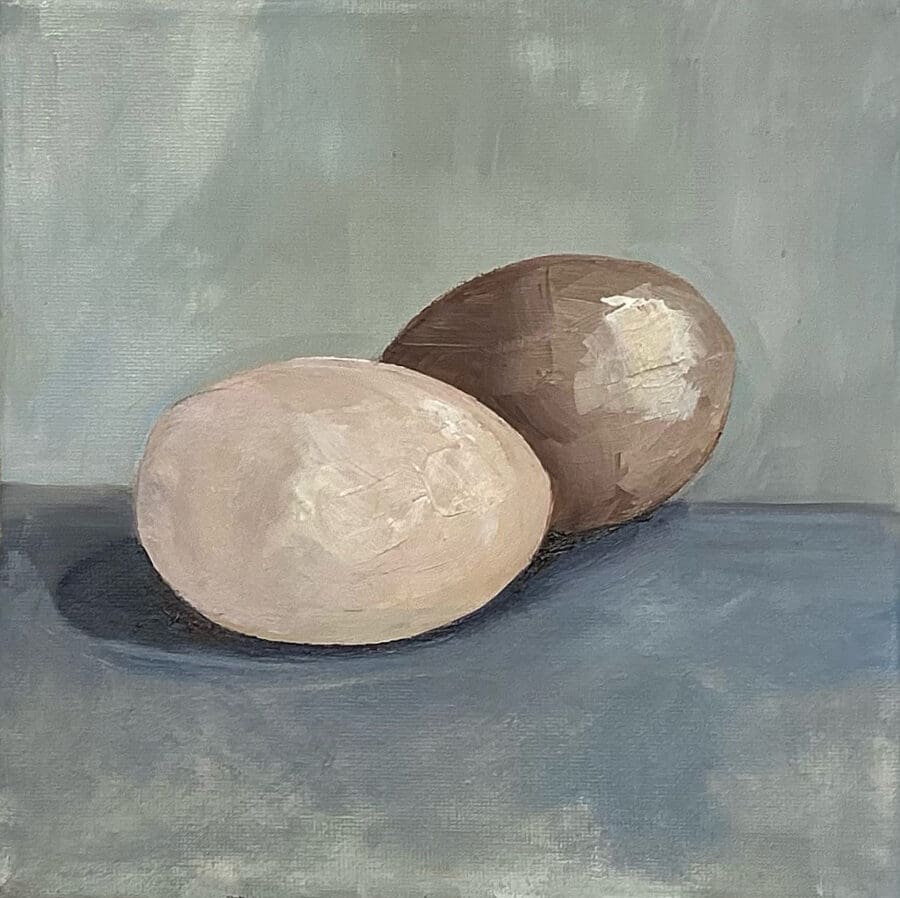 EGGS - still life oil on canvas by East Yorkshire artist Wendy Medlam