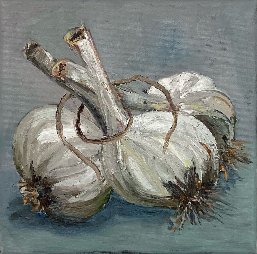 GARLIC - still life oil on canvas by East Yorkshire artist Wendy Medlam