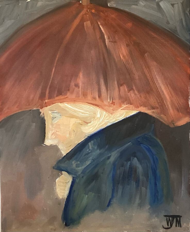 Going Home - portrait oil on board by East Yorkshire artist Wendy Medlam