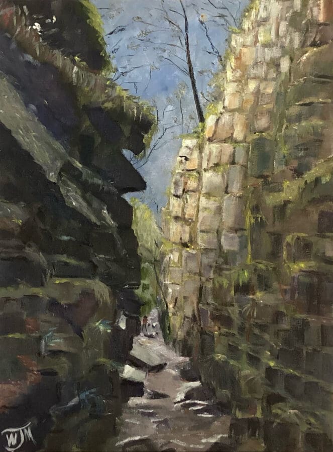 Lud’s Church - landscape in oil on board by East Yorkshire artist Wendy Medlam