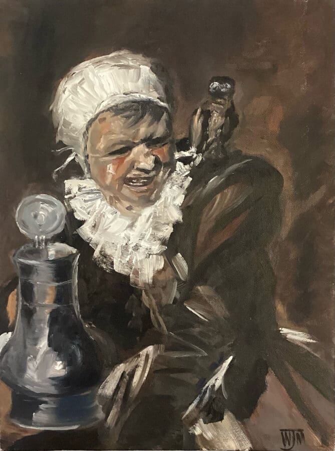 Malle Babbe - tribute portrait oil on board by East Yorkshire artist Wendy Medlam