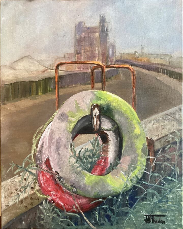 Hull Buoys - Marine painting oil on canvas by East Yorkshire Wendy Medlam