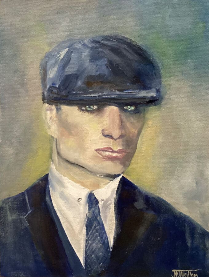 Peaky - portrait oil on board by East Yorkshire artist Wendy Medlam