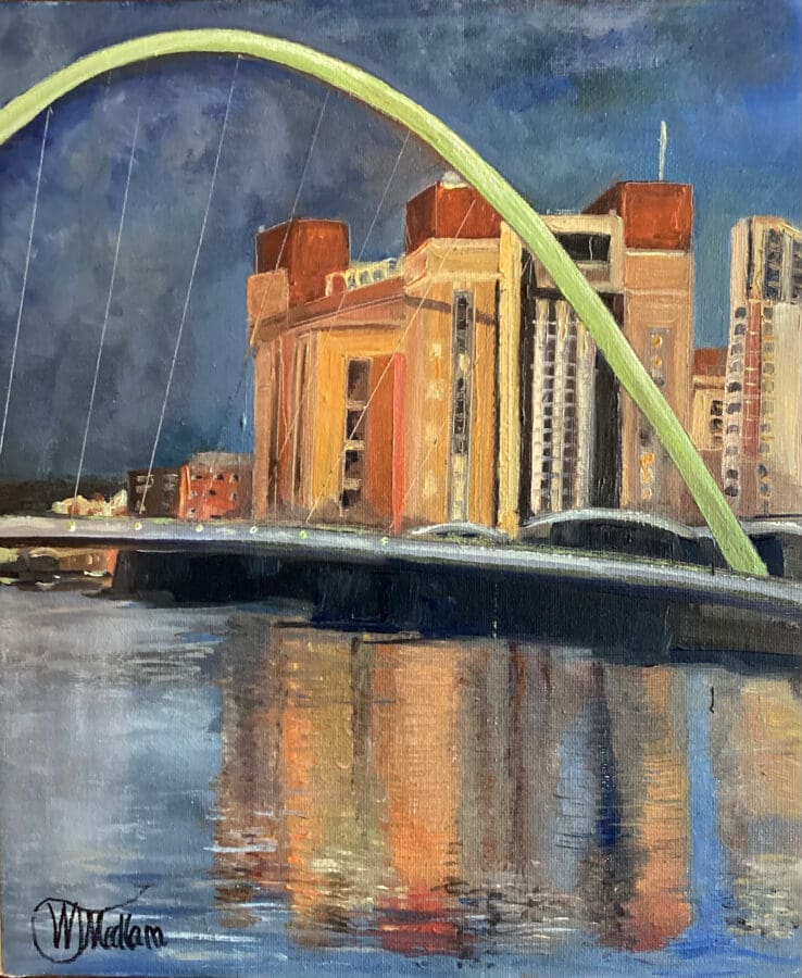 The beautiful Tyne - Marine painting oil on board by East Yorkshire Wendy Medlam