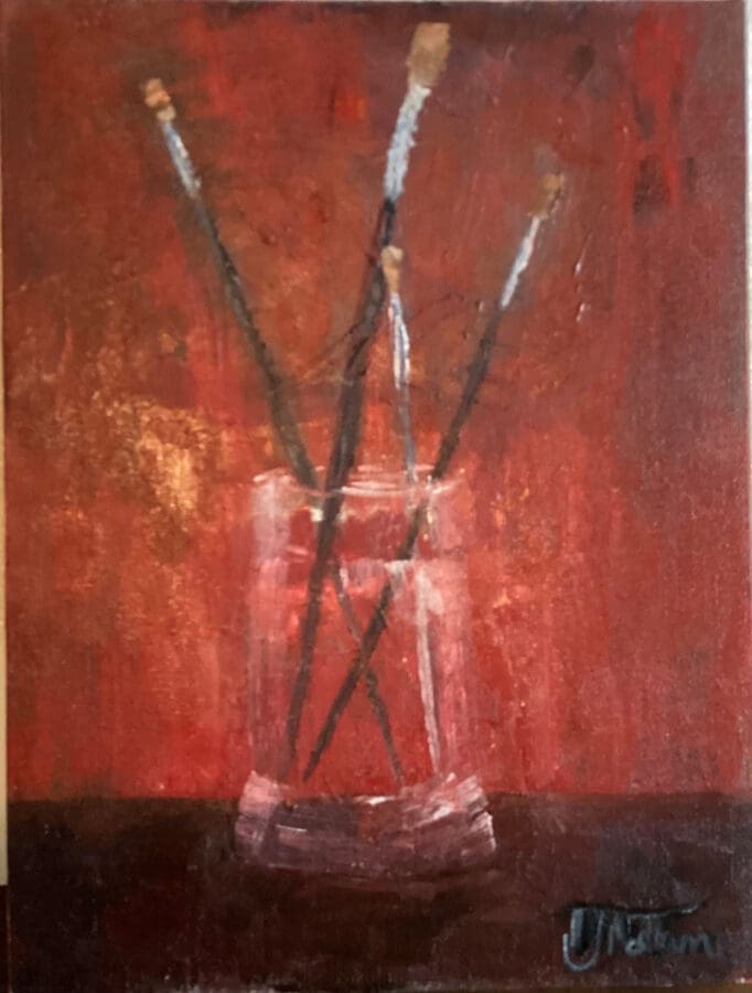 Tools of the trade - still life oil on board by East Yorkshire artist Wendy Medlam