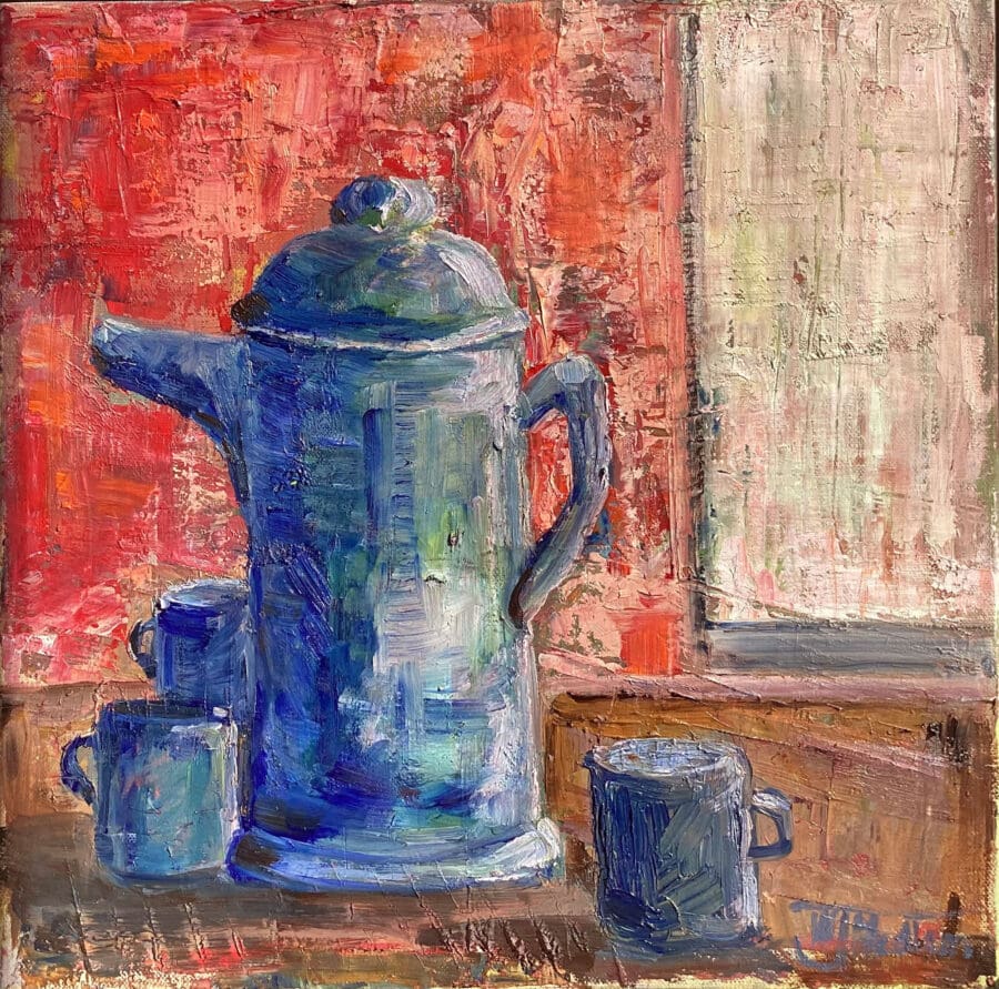Coffee Pot – still life oil on canvas by East Yorkshire artist Wendy Medlam