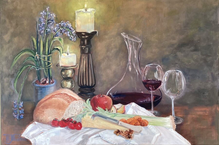 The empty glass – still life oil on canvas by East Yorkshire artist Wendy Medlam