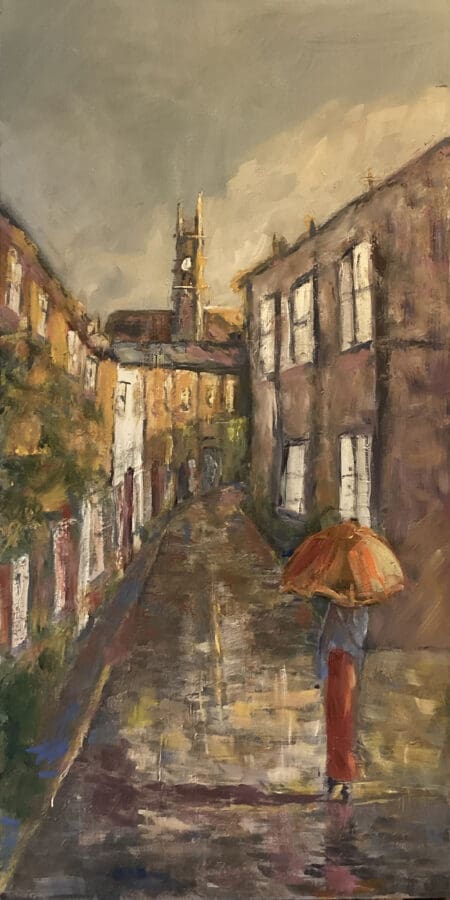 Circus Lane, Edinburgh – landscape in oil on canvas by East Yorkshire artist Wendy Medlam