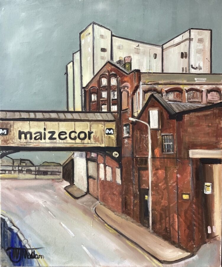 Maizecor - urban landscape in oil on canvas by East Yorkshire artist Wendy Medlam