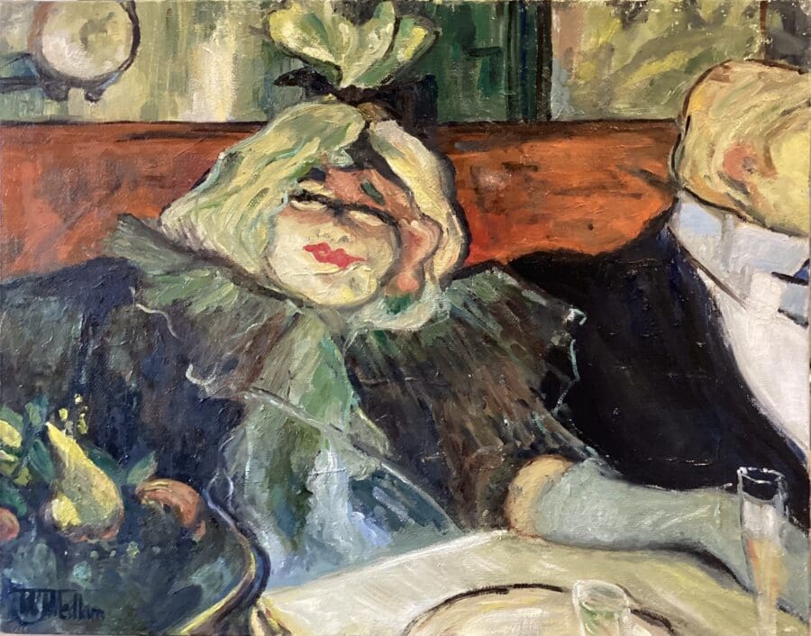 In a Private Dining Room 1899 - oil on board after Toulouse Lautrec by East Yorkshire artist Wendy Medlam