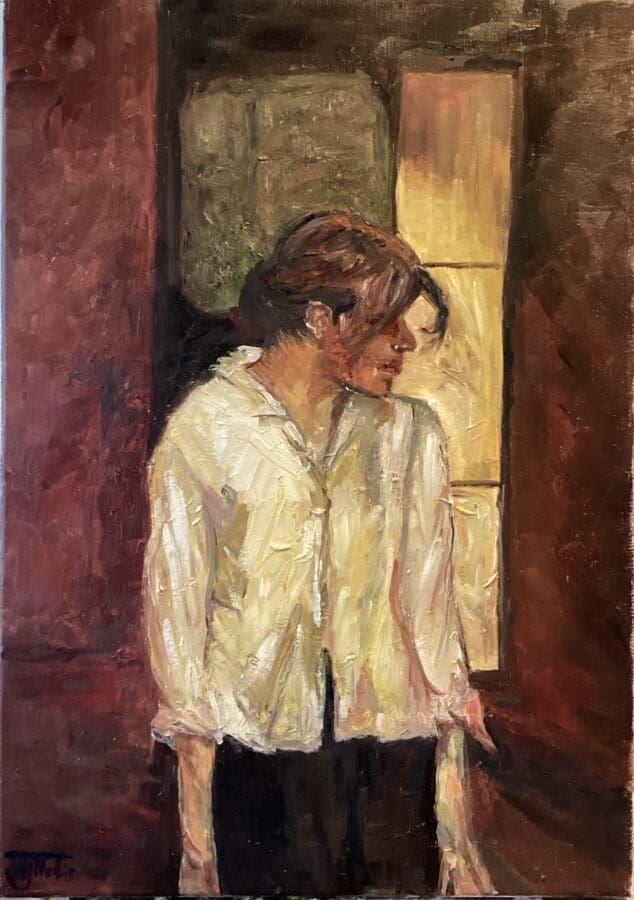 Montrouge - Rosa La Rouge 1886/7 - oil on board after Toulouse Lautrec by East Yorkshire artist Wendy Medlam