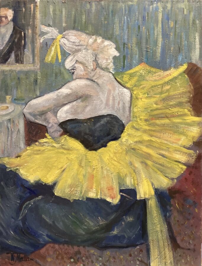 Cha-u-Kao, 1895 - Oil on board after Toulouse Lautrec by East Yorkshire artist Wendy Medlam