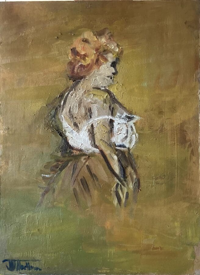 Sketch of Mlle Lucie Bellanger 1896 - oil on board after Toulouse Lautrec by East Yorkshire artist Wendy Medlam