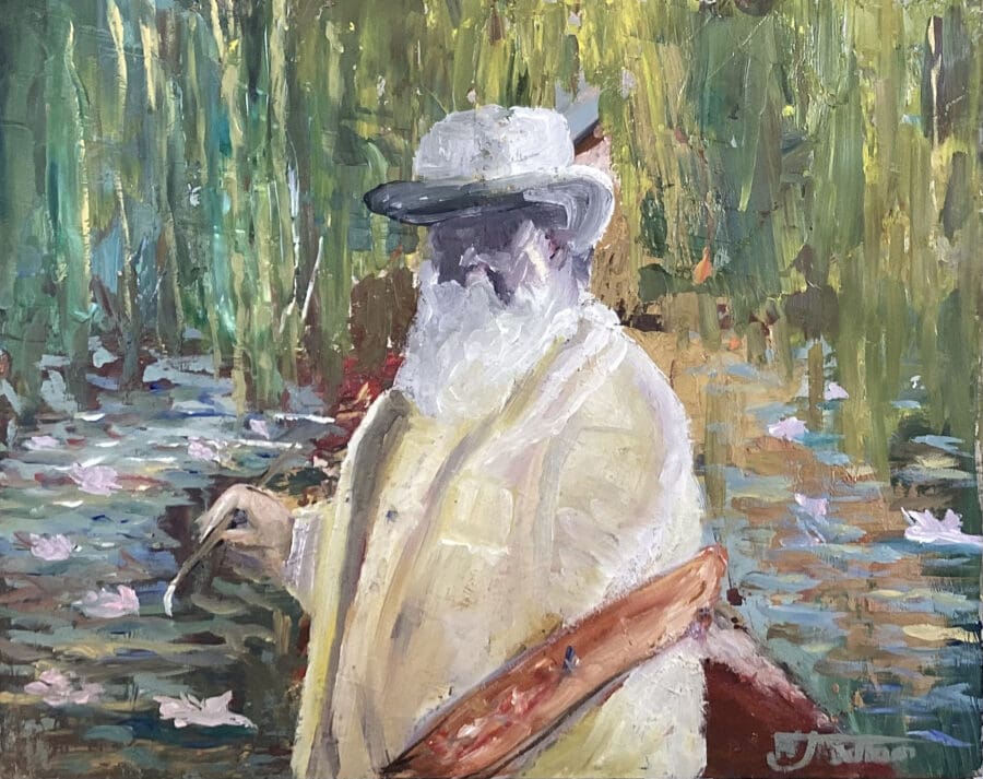 Claude Monet At Work - Oil on board by East Yorkshire artist Wendy Medlam