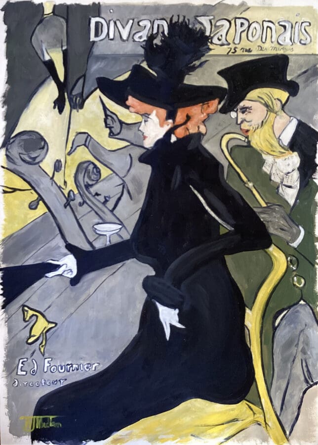 Divan Japonais - Oil on card (poster) by East Yorkshire artist Wendy Medlam